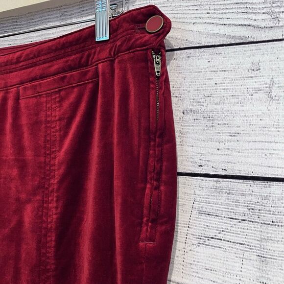 Anthropologie The Essential Slim Red Velvet Pants Size 14 Tall Preppy Holiday - Picture 4 of 12